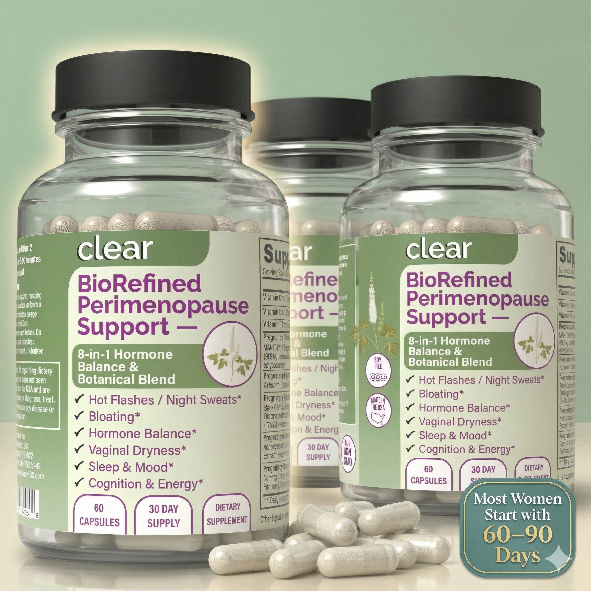 BioRefined Perimenopause Support — 8-in-1 Hormone Balance & Botanical Blend for the Transition Years