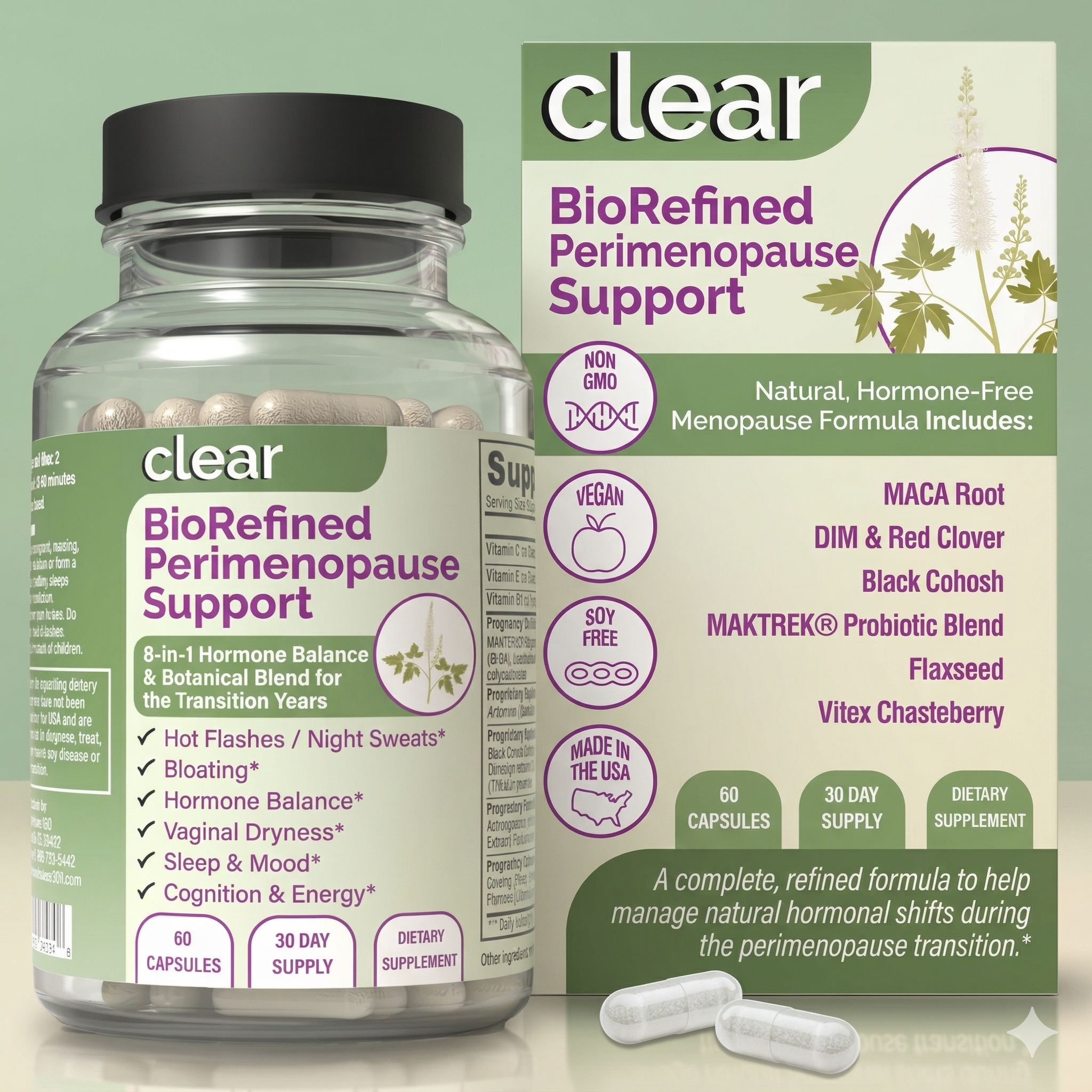 BioRefined Perimenopause Support — 8-in-1 Hormone Balance & Botanical Blend for the Transition Years
